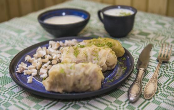Голубцы с начинкой из свиной шкурки по-латгальски